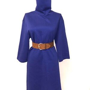 Zara Trafaluc Turtleneck Dress Royal Blue/Purple 3/4 sleeves Size Small